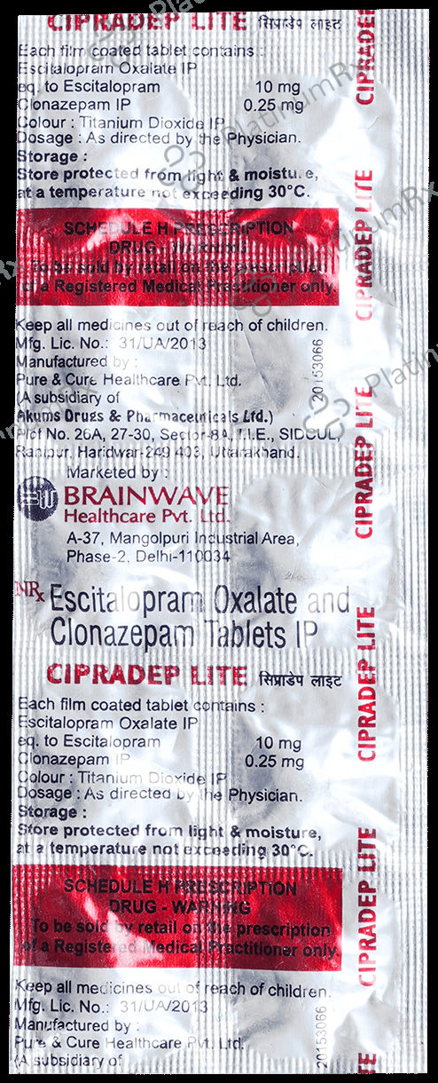 Cipradep Lite 0.25mg/10mg Tablet