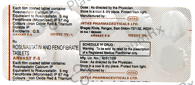Arvast F 5/67mg Tablet 10s