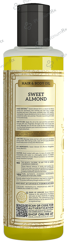 Khadi Naturals Sweet Almond Hair & Body Oil