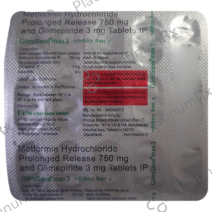 Glimisave Max 3/750mg PR Tablet 15s