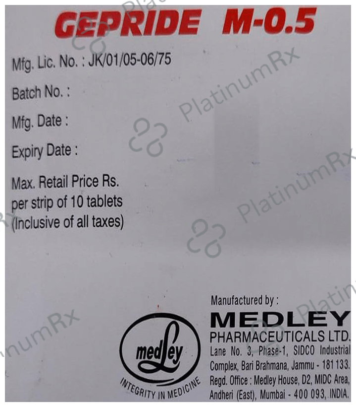 Gepride M 0.5/500mg Tablet PR 10s