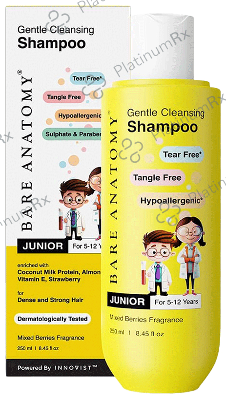 Bare Anatomy Junior Gentle Cleansing Shampoo For Kids - Tear Free & Hypoallergenic pH 5.5 Shampoo Junior