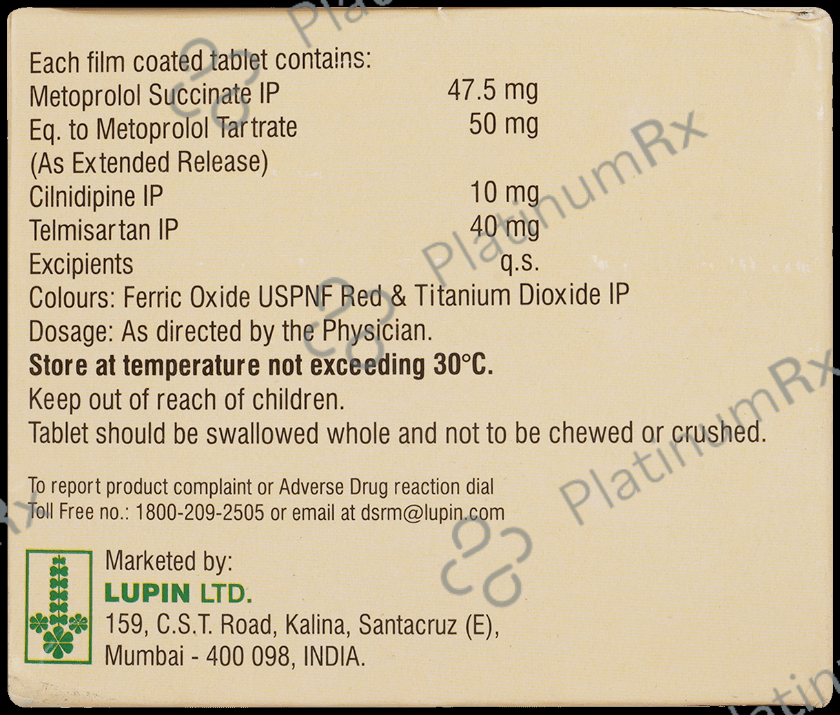 Telista MCL 10/50/40mg Tablet ER 10s