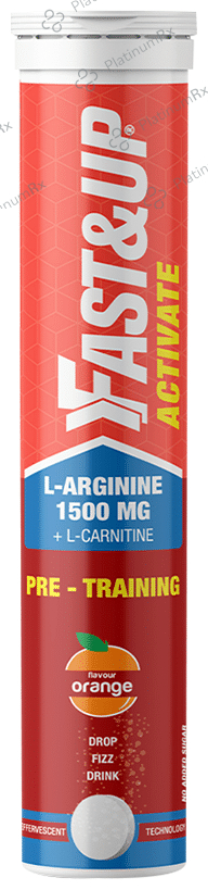 Fast&Up Activate 1500mg L-Arginine + L-Carnitine Pre-Training Effervescent Tablet No Added Sugar Orange