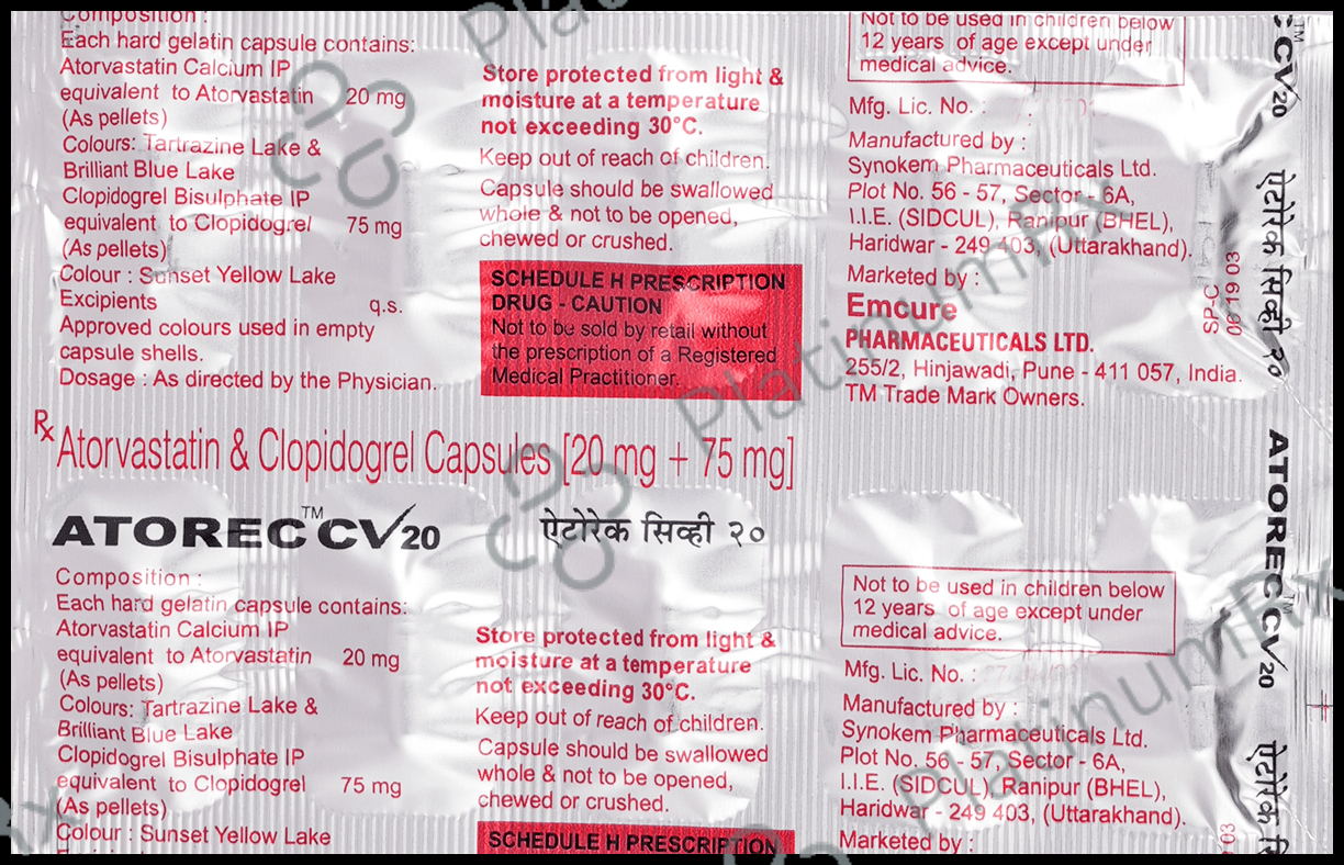 Atorec CV 20/75mg Capsule 10s