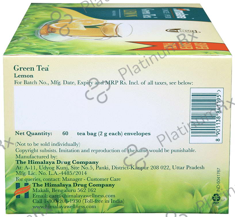 Himalaya Green Tea Sachet (2gm Each) Lemon 60 Sachets