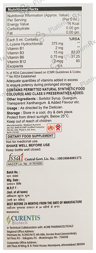 Lysostrong Syrup Sugar Free
