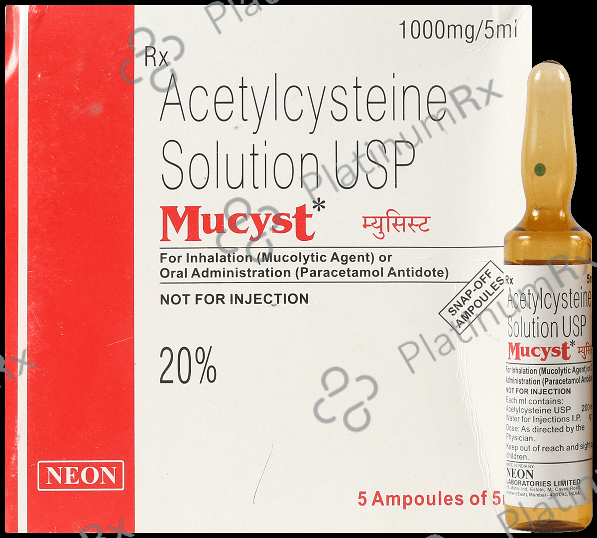 Mucyst 1000mg Injection 5ml