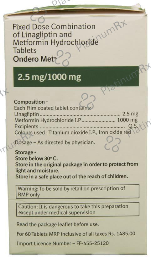 Ondero Met 1000/2.5mg Tablet 10s
