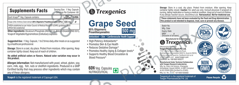 Trexgenics Grape Seed Extract 500mg Veg. Capsules