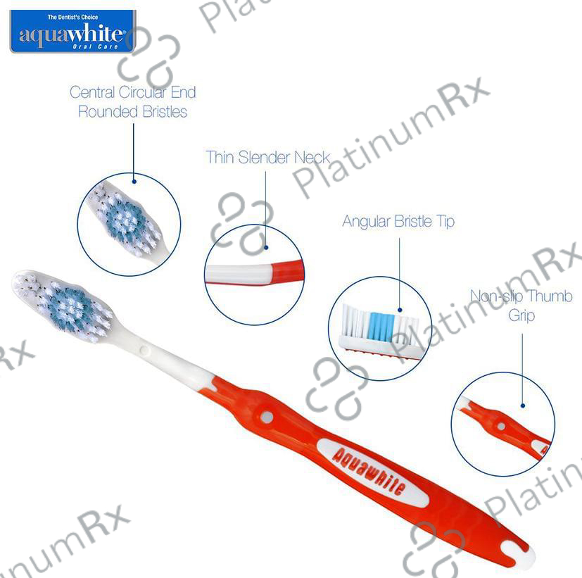 Aquawhite Active Clean Toothbrush with Tongue Cleaner Free 4 Toothbrushes