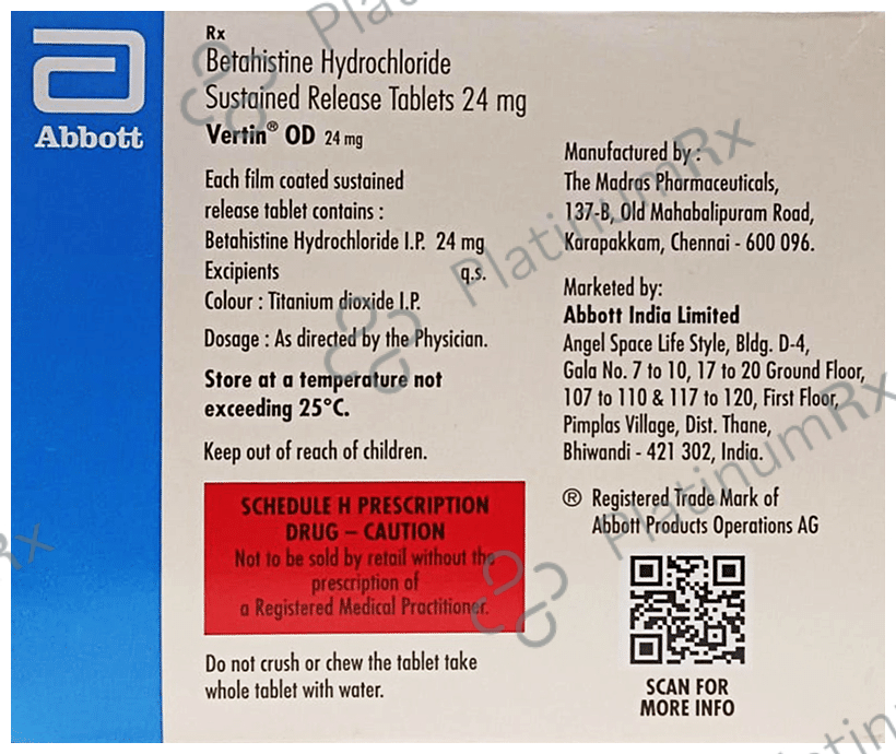 Vertin OD SR 24mg Tablet 15s