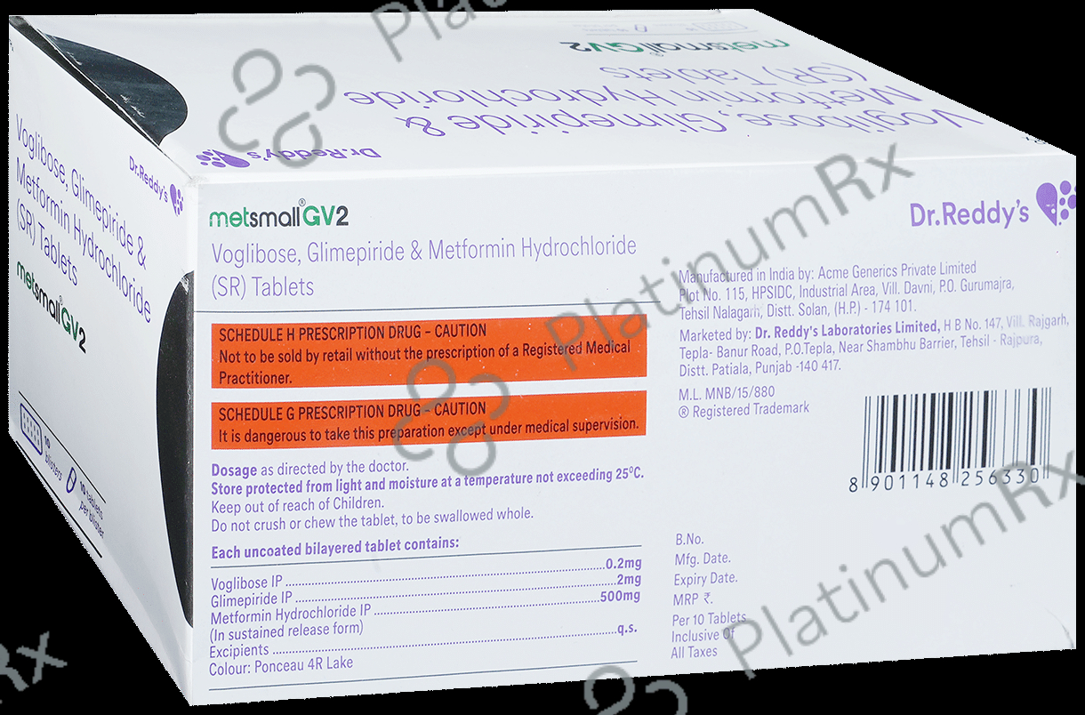 Metsmall GV 2/500/0.2mg Tablet SR 10s