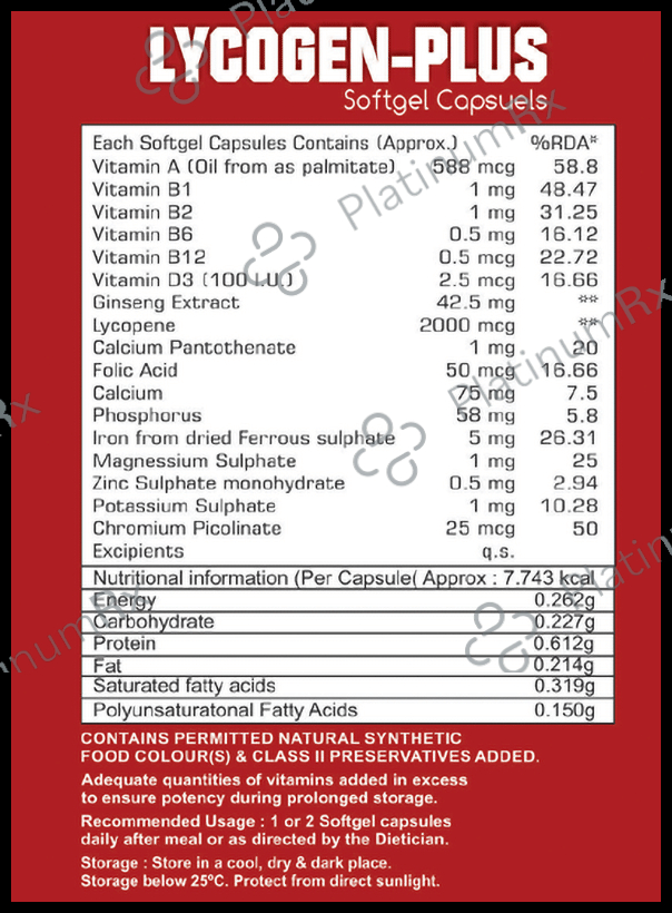 Lycogen Plus Soft Gelatin Capsule