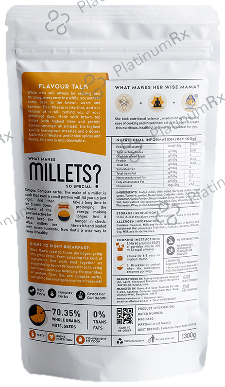 Wise Mama Desi Masala Millet Porridge 300 gm