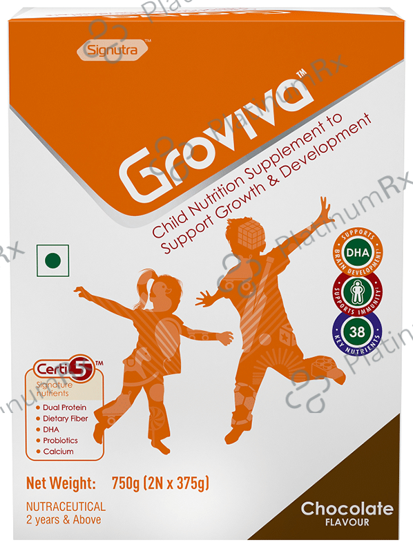 Groviva Child Nutrition for Physical Growth, Brain Development & Immunity - Flavour Chocolate Powder 750 gm