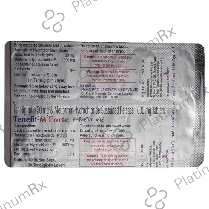 Tenefit M Forte 1000/20mg Tablet SR 10s