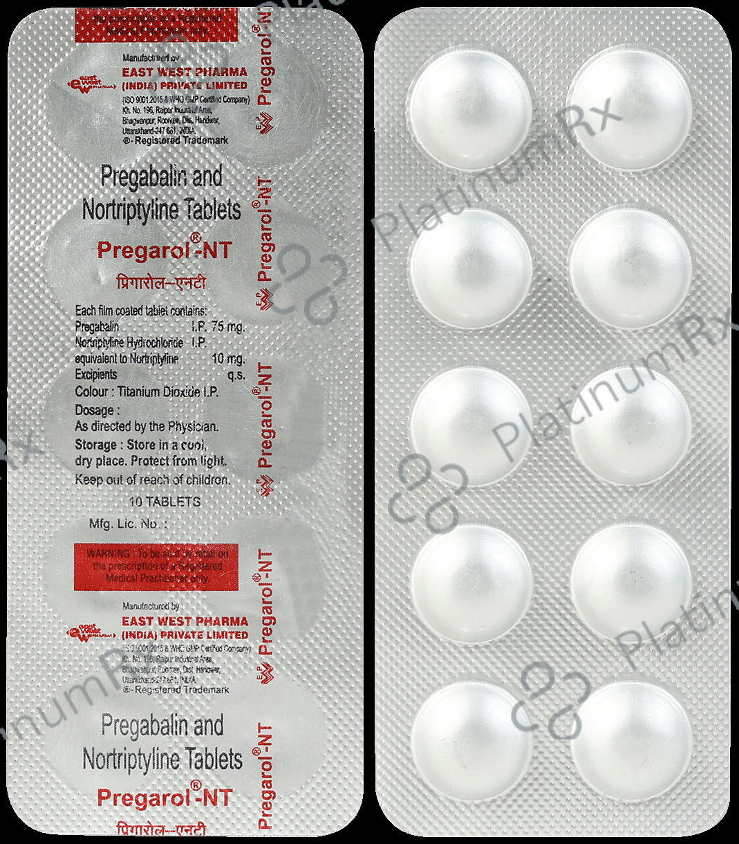 Pregarol NT 75mg/10mg Tablet