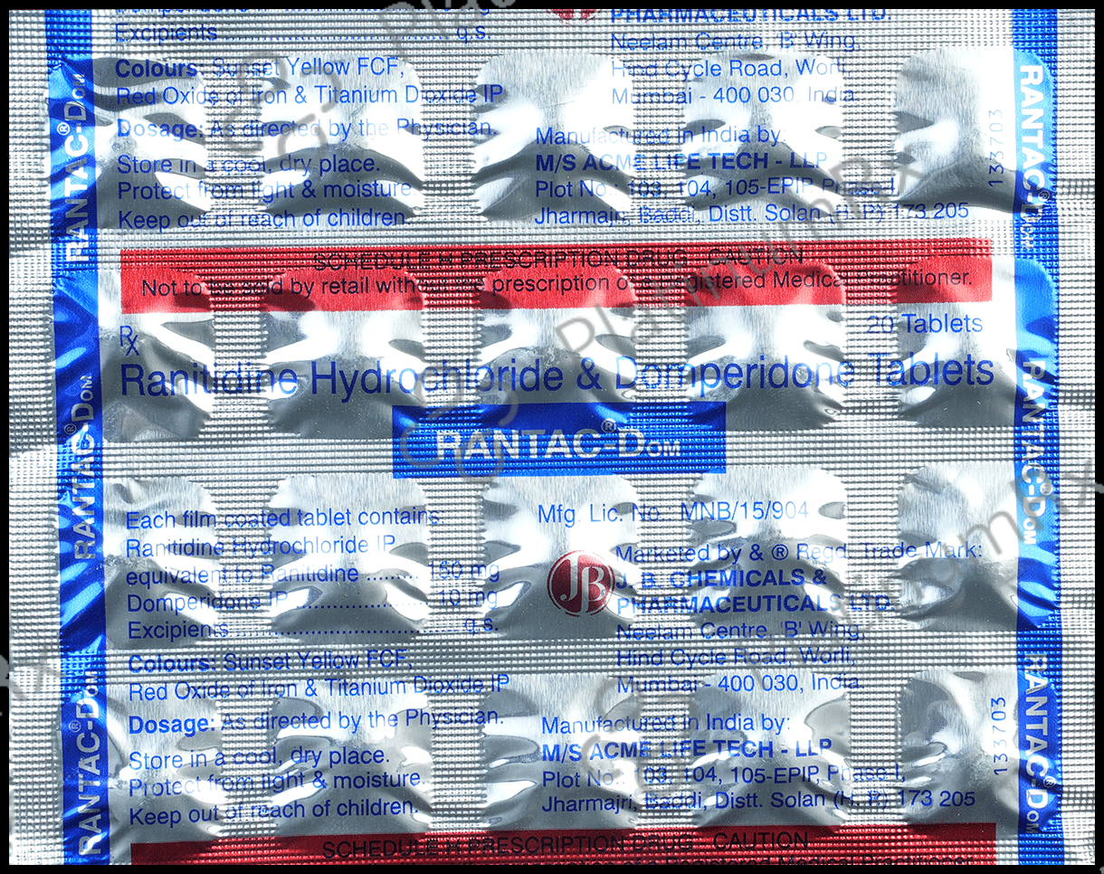Rantac Dom 10/150mg Tablet 20s