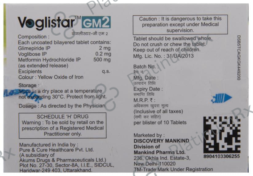 Voglistar GM2 Tablet ER 10 Tablet ER