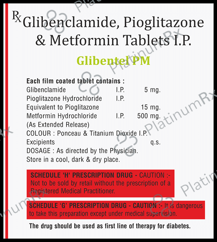 Glibentel PM 5mg/500mg/15mg Tablet