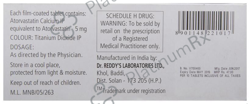 Atocor 5mg Tablet 10s