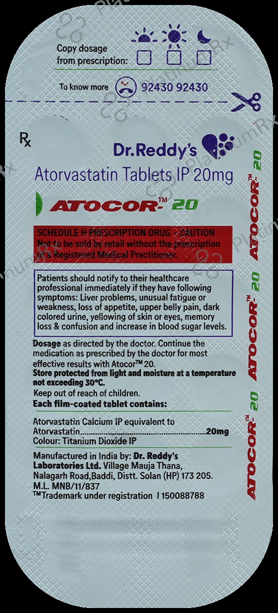 Atocor 20mg Tablet 15s