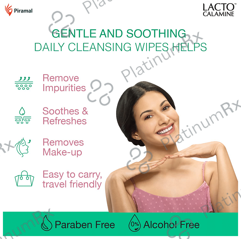 Lacto Calamine Daily Cleansing Wipes with Aloe Vera, Cucumber & Vitamin E
