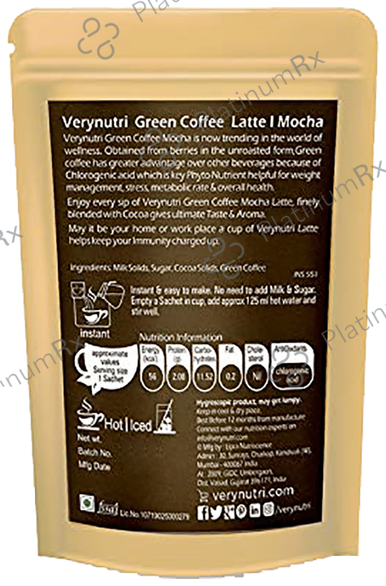 Verynutri Green Coffee Latte Mocha (16gm Each) Sachet