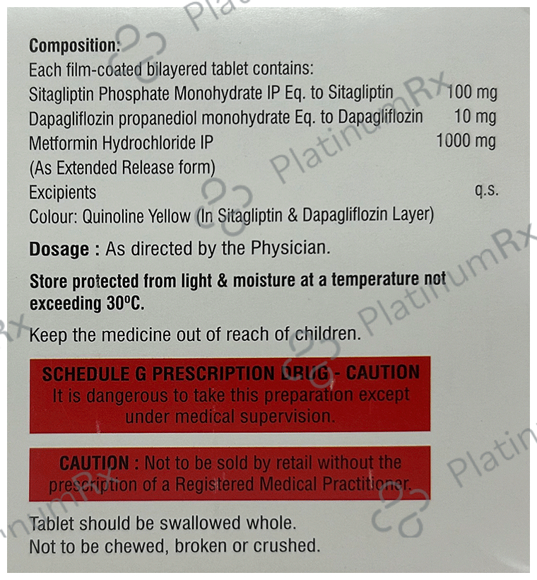 Sitaclass DM 10/1000/100mg Tablet 10s