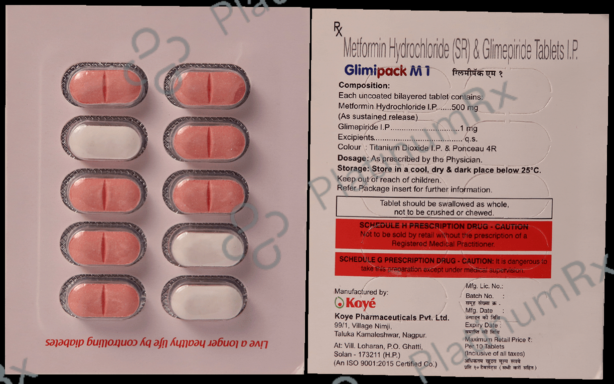 Glimipack M 1mg/500mg Tablet