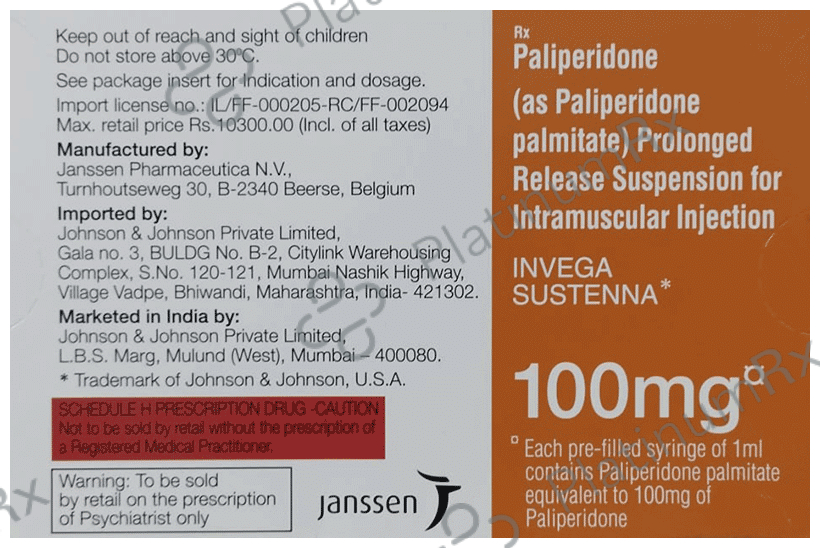 Invega Sustenna 100mg Injection 1ml