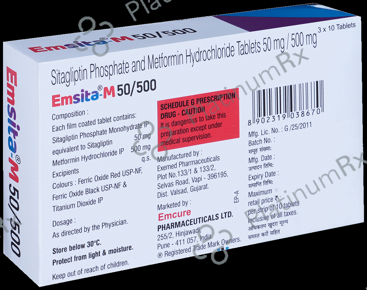 Emsita M 50/500mg Tablet 10s