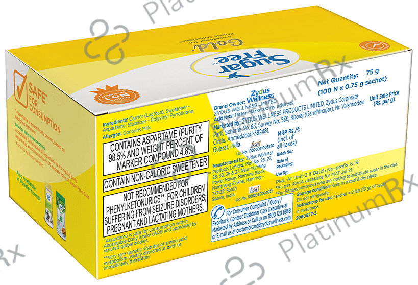 Sugar Free Gold Aspartame Sweetener for Calorie Conscious - Sachet