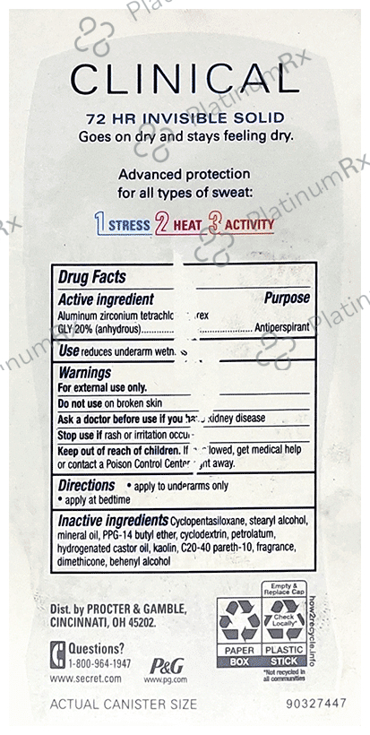 Secret Clinical 72 HR Invisible Solid Secret Deodorant