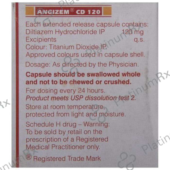 Angizem CD 120mg Capsule 10s