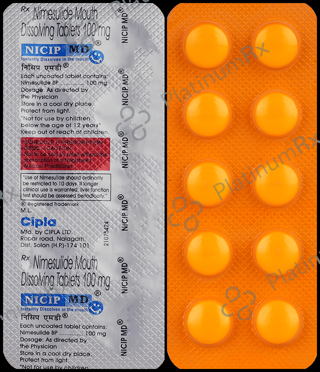 Nicip MD 100mg Tab 10s