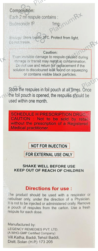 Resbud 1mg Respules(2ml Each)