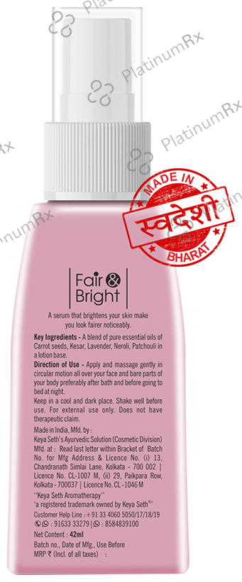 Keya Seth Aromatherapy Fair & Bright Fairness Serum for Brighter Skin SPF15+