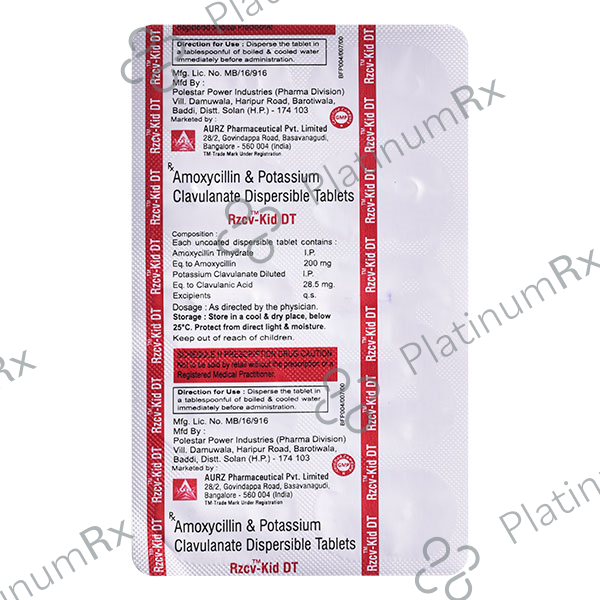 Rzcv Kid 200/28.5mg Tablet DT 10s