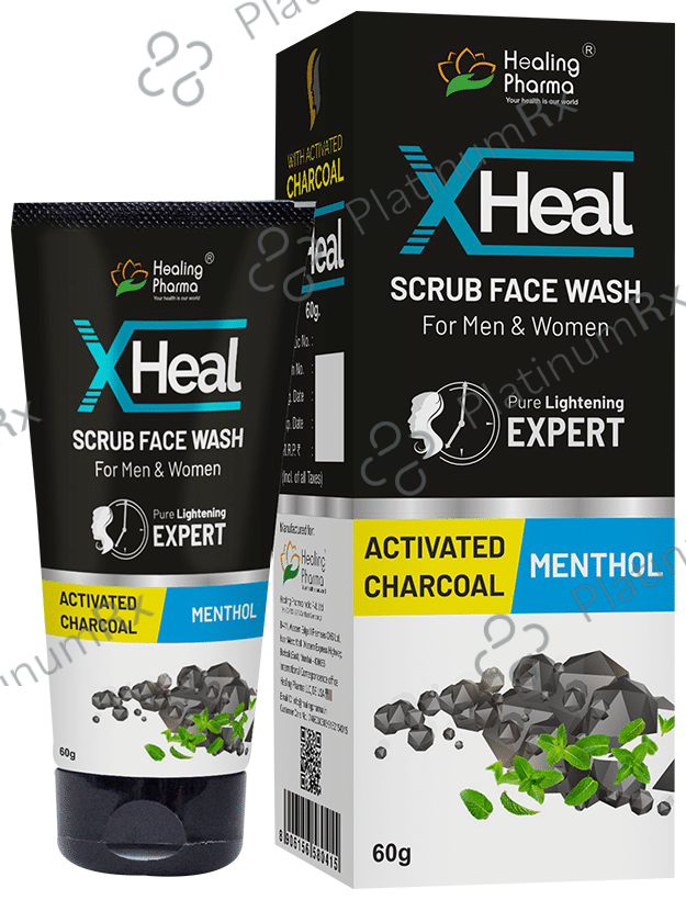 Healing Pharma X Heal Scrub Face Wash (60ml Each) Activated Charcoal Menthol