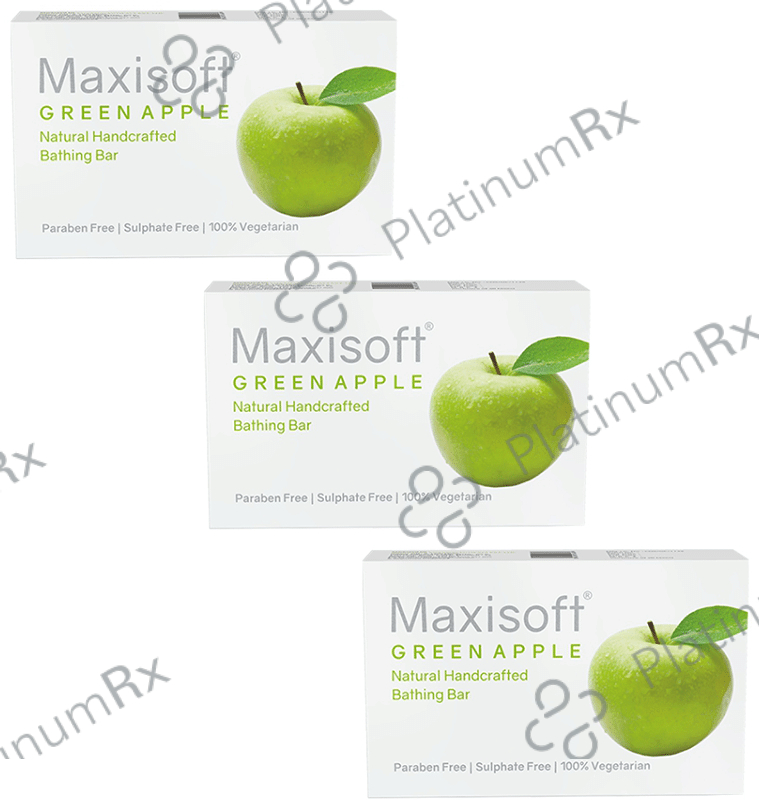Maxisoft Green Apple Bathing Bar (75gm Each) 3 units