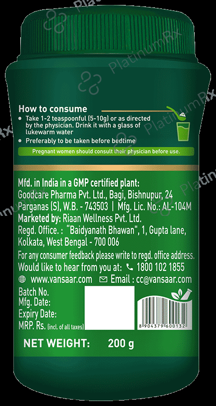 Vansaar 45+ Gut Relief - Stomach Cleanser for Constipation & Gas Powder Sugar Free 200 gm
