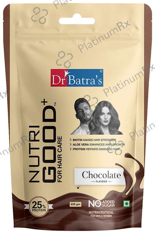 Dr Batra's Nutri Good+ for Hair Care with Biotin, Aloe Vera & Protein - No Added Sugar - Flavour Chocolate