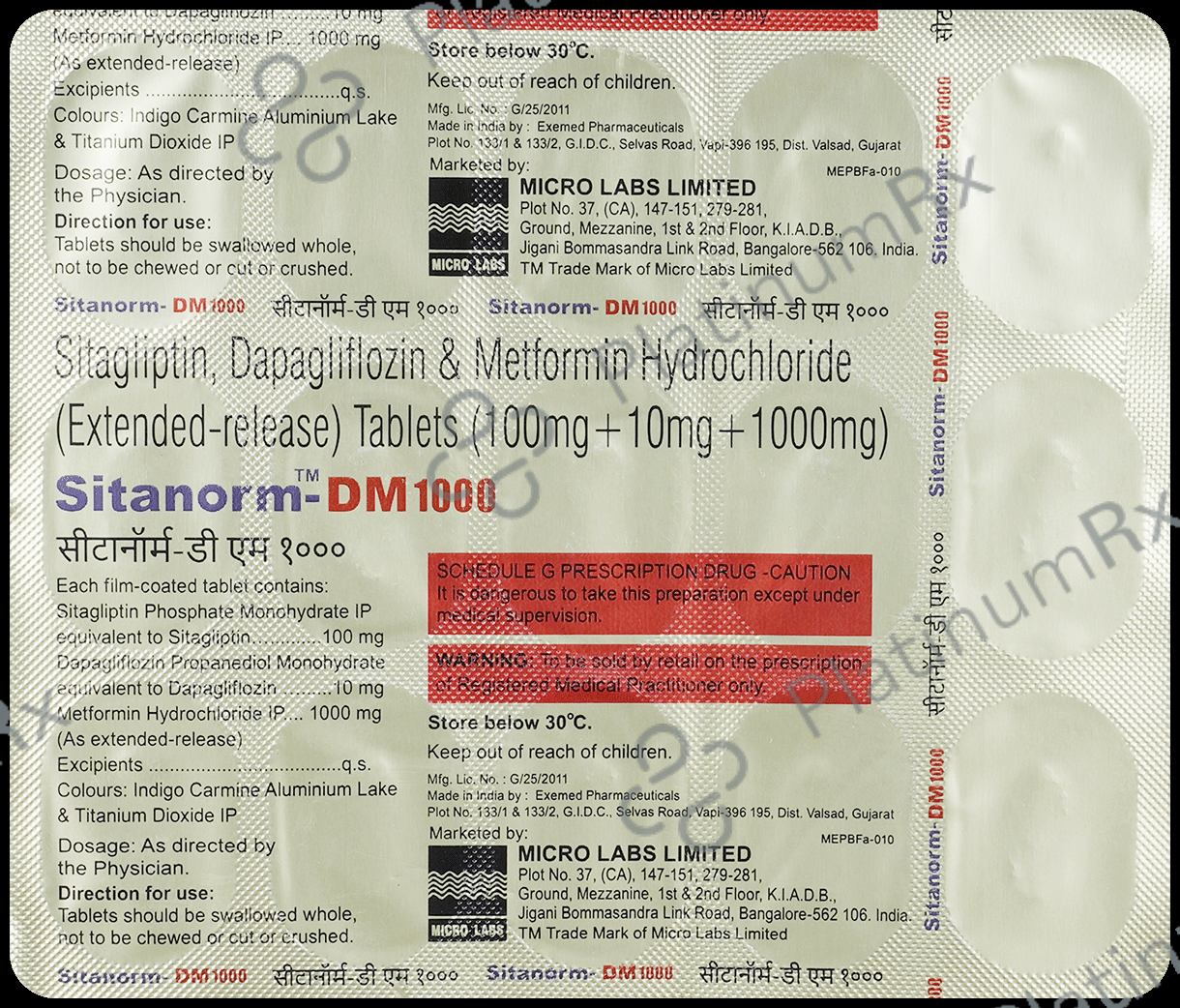 Sitanorm DM 10/1000/100mg Tablet ER 15s