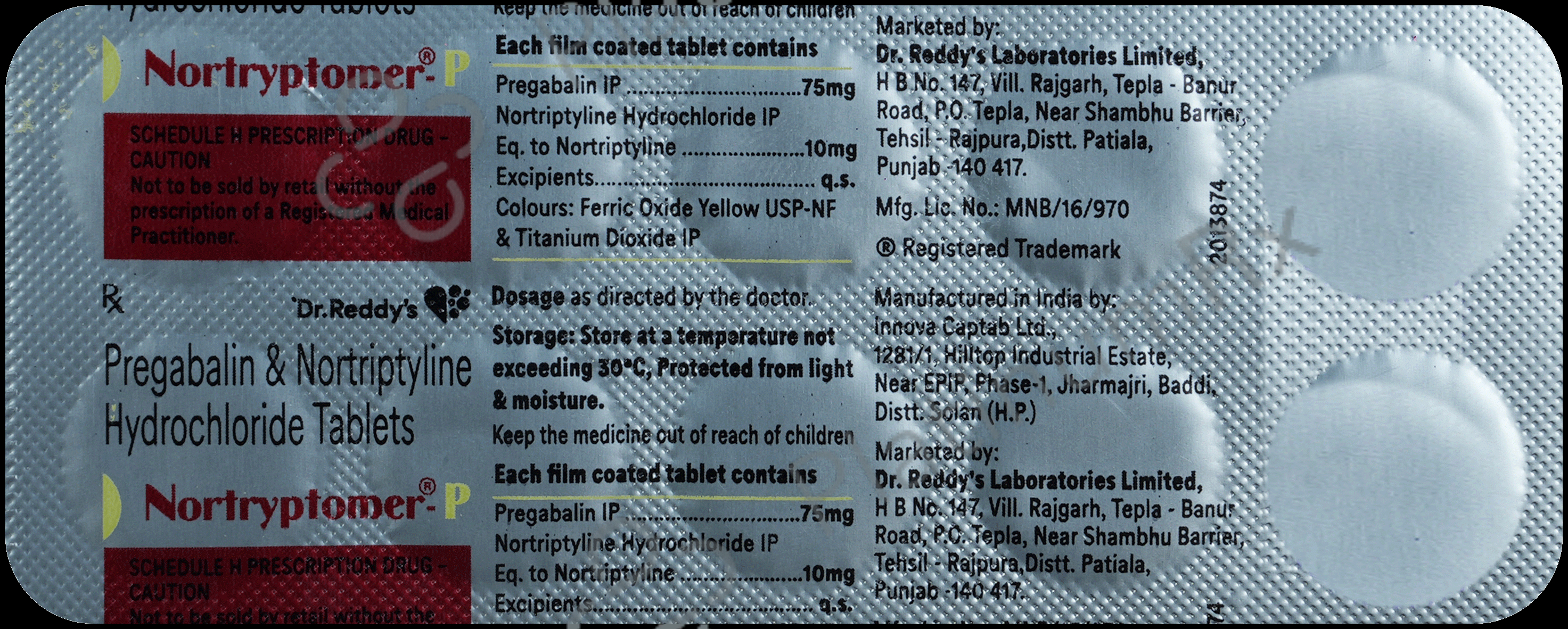 Nortryptomer-P 10mg/75mg Tablet