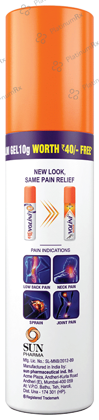 Volini Spray for Sprain, Muscle and Joint Pain with Volini Pain Relief Gel 10g Free