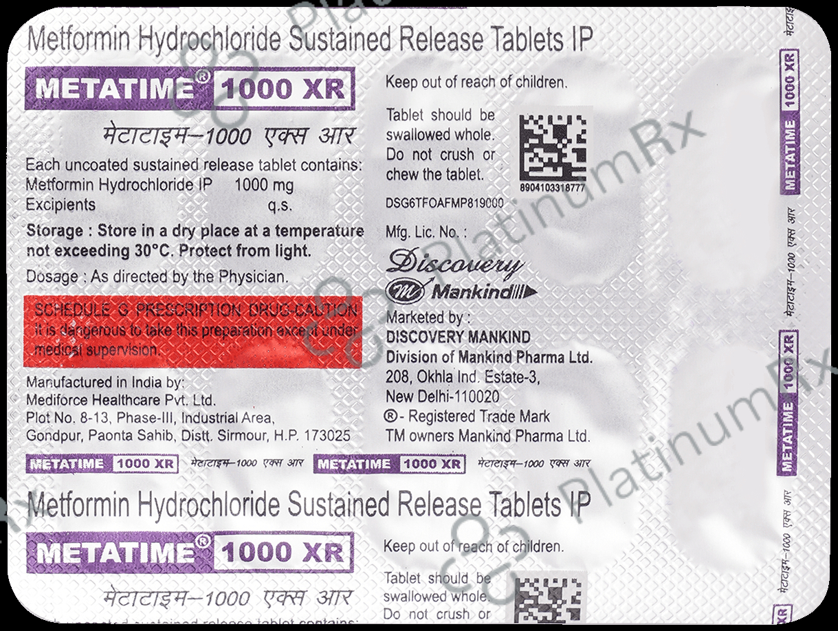 Metatime XR 1000mg Tablet 10s