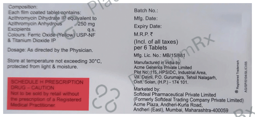 Azax 250mg Tablet 6s