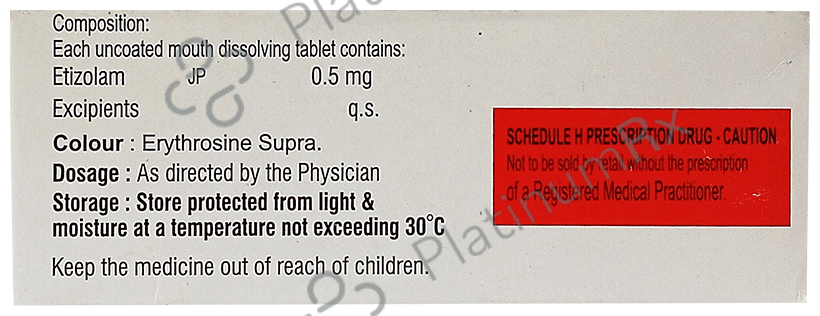 Etilax MD 0.5 Tablet Sugar Free